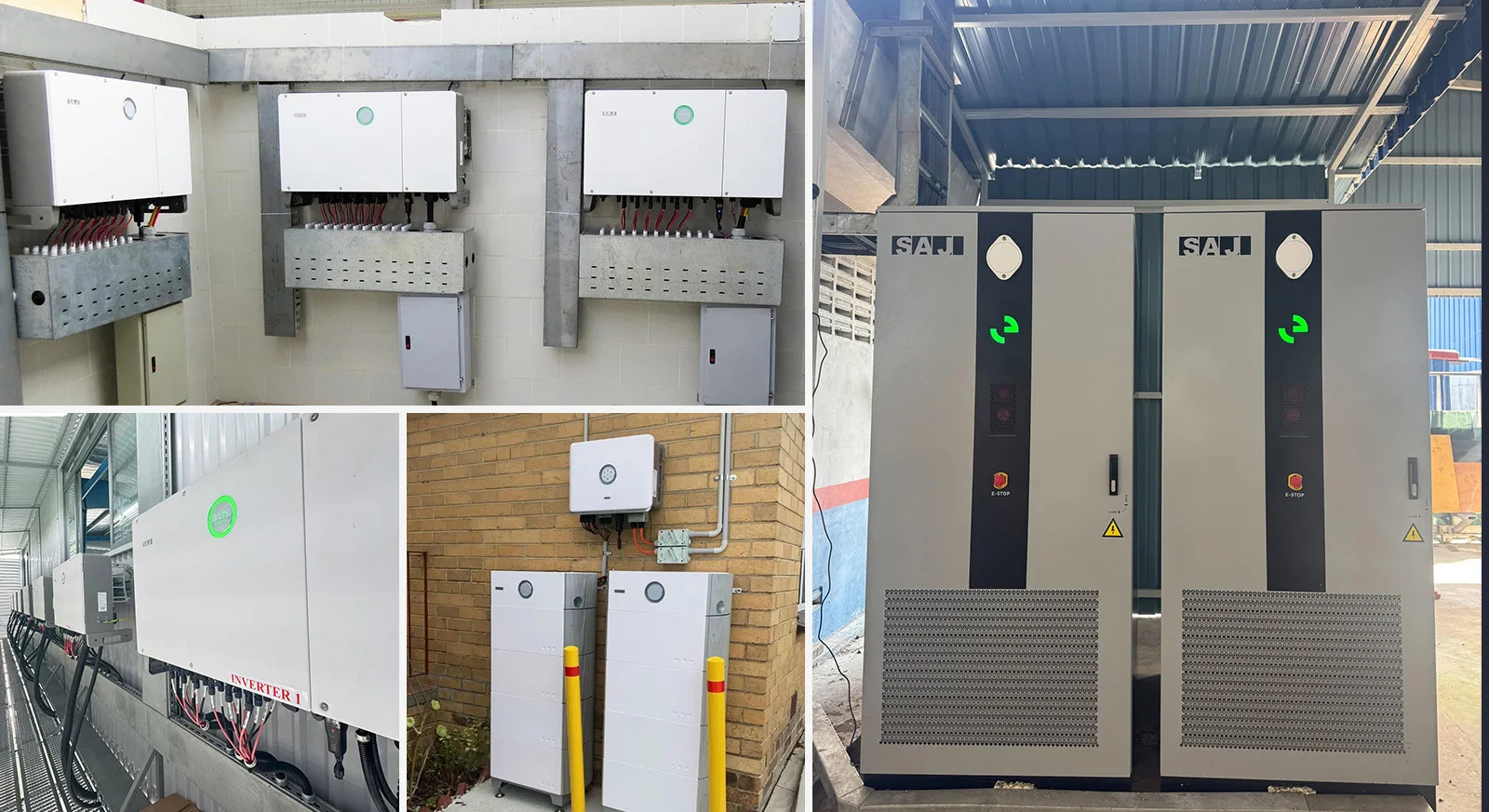 SAJ hybrid inverter indoor installation case – utility room setup with 200A transfer relay and UPS functionality, providing seamless backup power for critical home loads