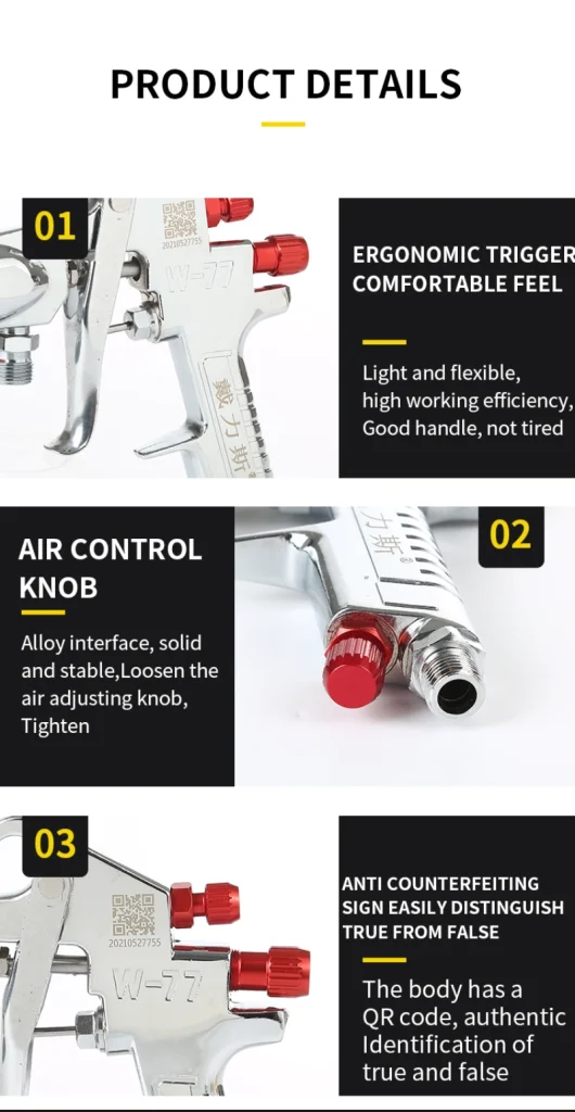 Detailed View of Spray Gun W-77 Trigger and Knob Manufacturer 