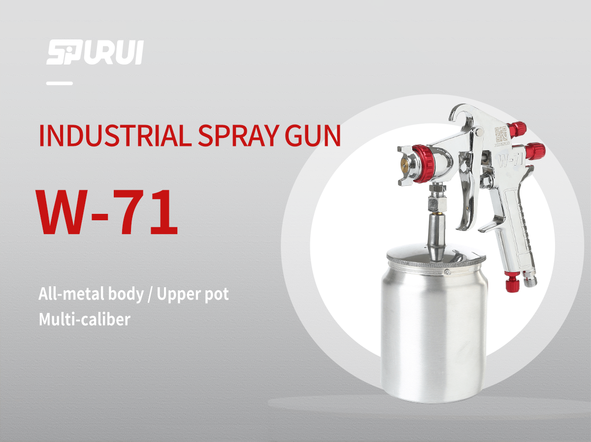 Comprehensive View of Spray Gun highlighting parts and Paramater Manufacturer