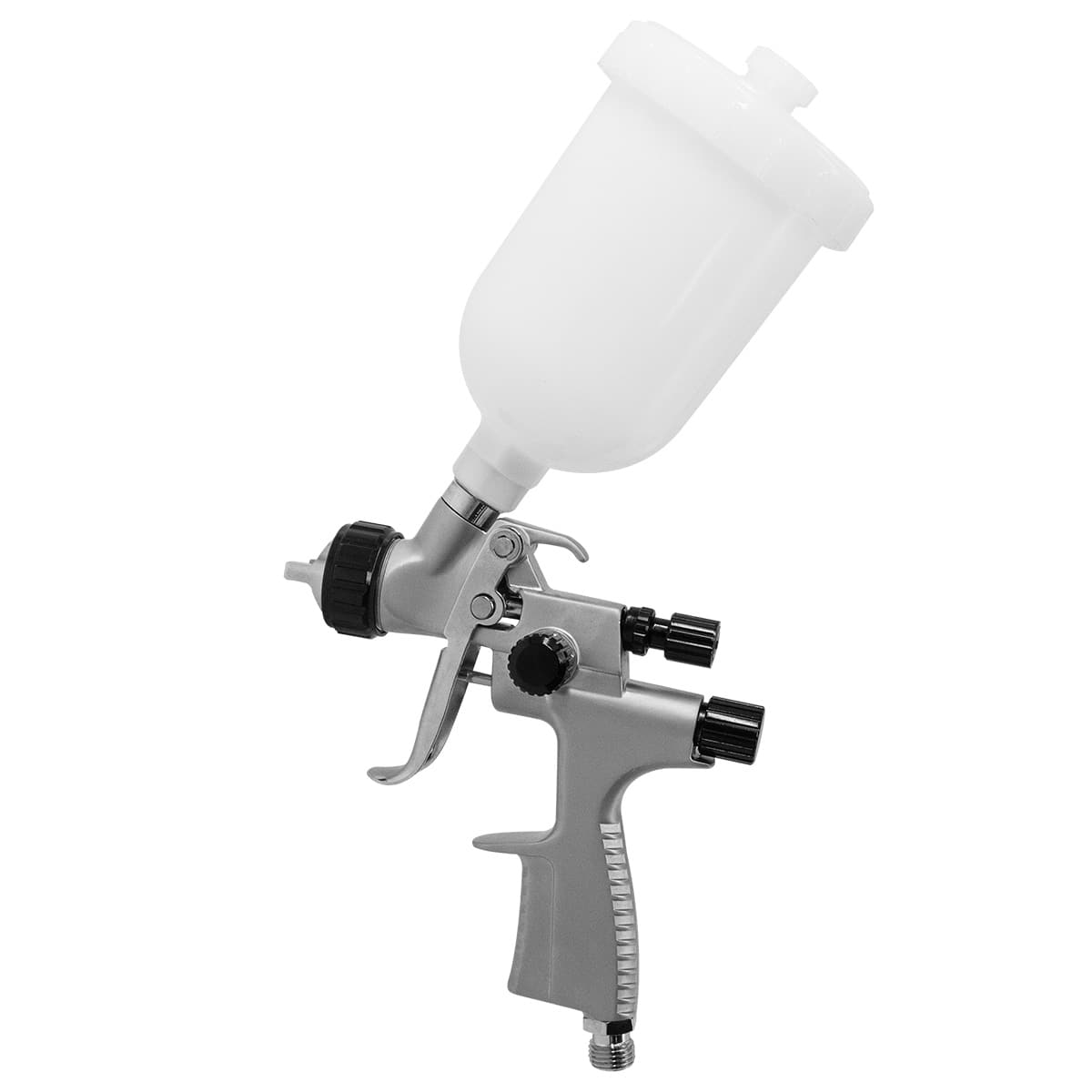 Grey Mini HVLP Gravity Feed Spray Gun with PP Cup 125ml/250ml and 0.8/1.0mm Nozzle