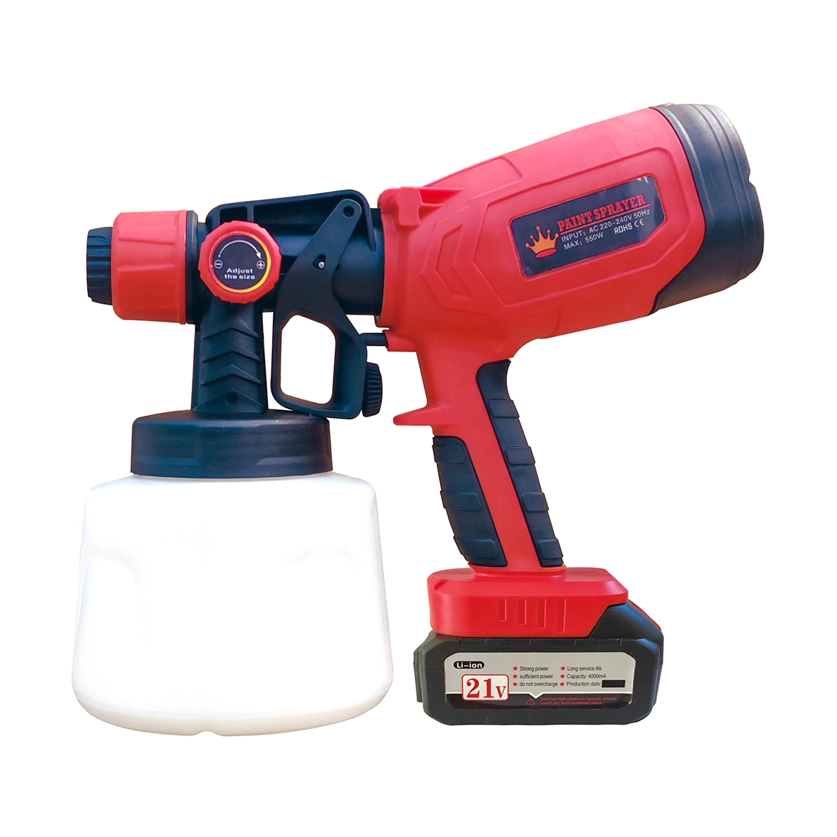 SPURUI Battery Powered Spray Paint Gun with 2 Nozzles & 3 Patterns, Adjustable Flow 1400 ML Container for House Painting