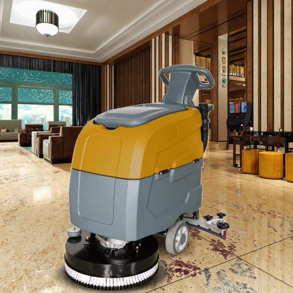 What does a floor scrubber do?