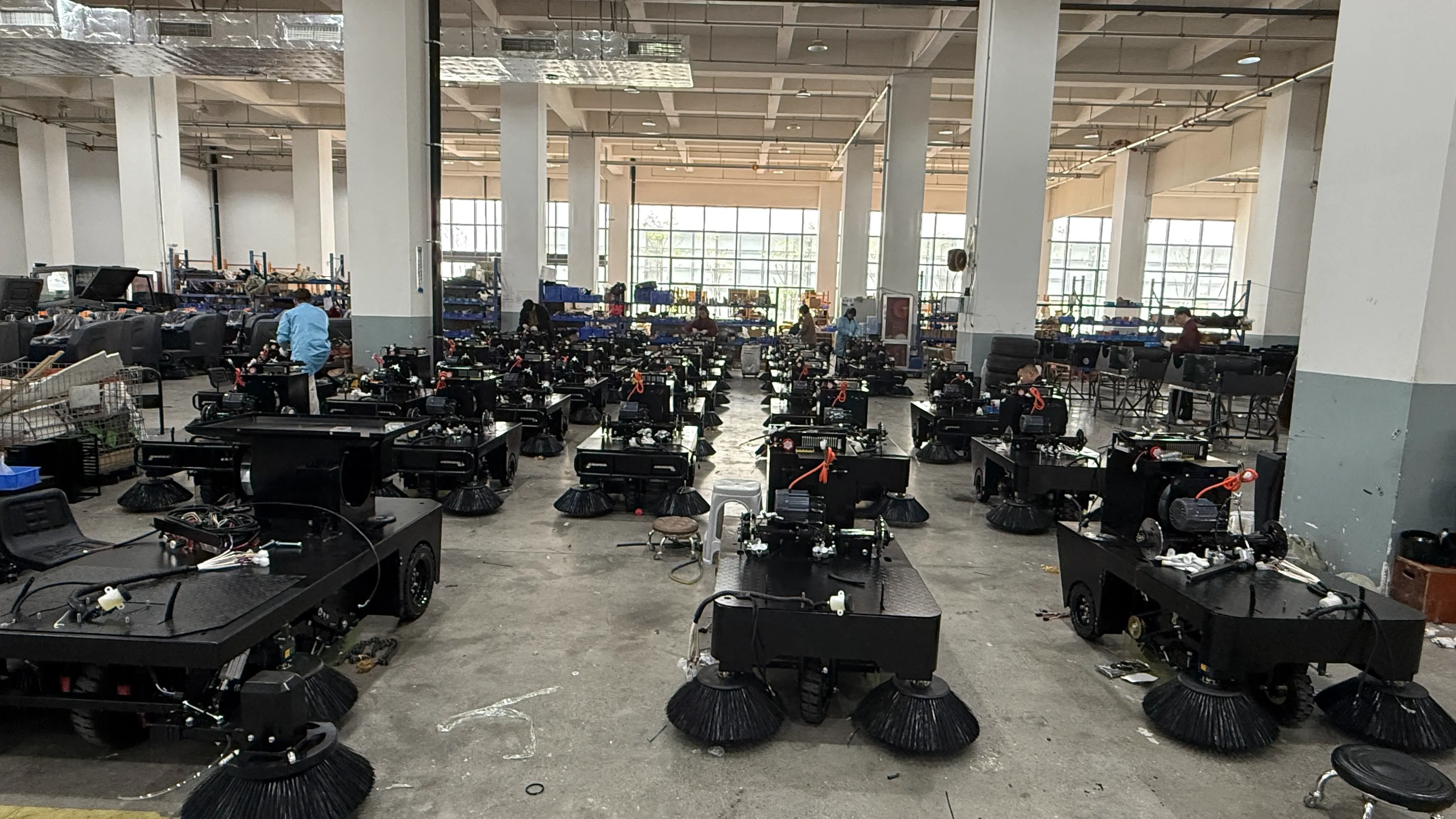 Semi-finished road sweepers in SUTO production facility