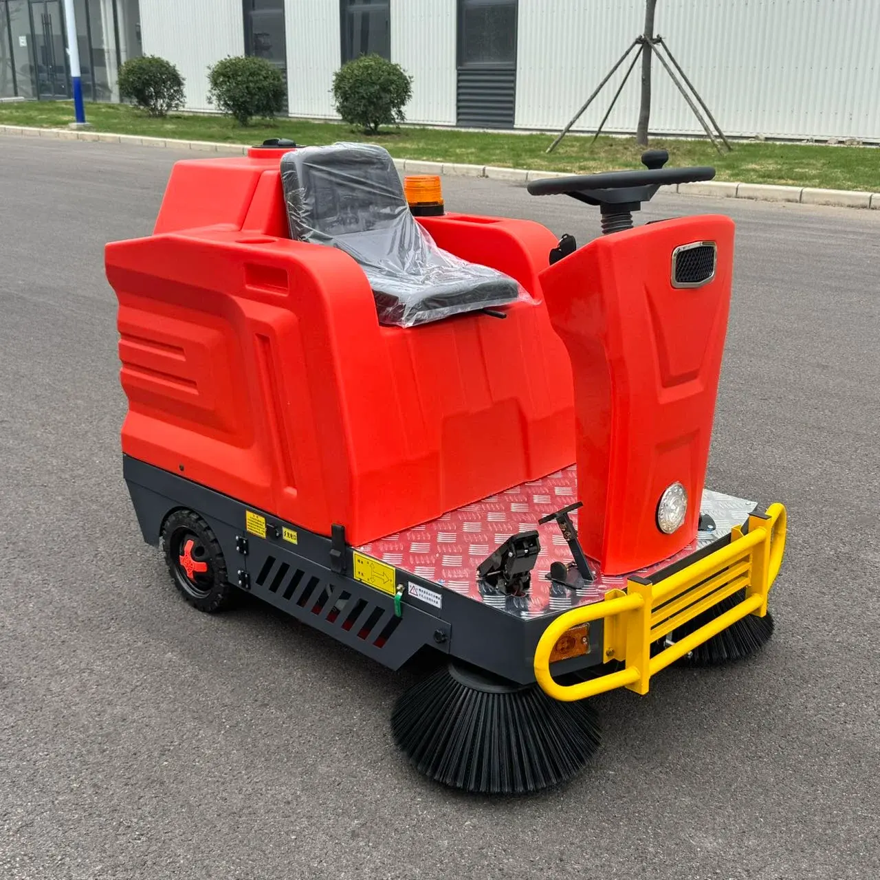 ST-1200-Industrial-Ride-on-Floor-Sweeper-Machine-red-side
