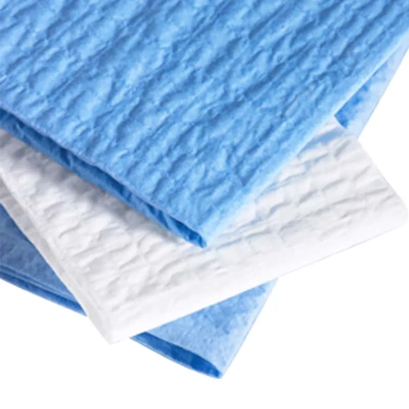 Scrim reinforced towel is made of 3 ply or 4 ply pure wood pulp paper with cotton thread inside for reinforcement,it is mainly used as components for surgical packs as paper hand towels.