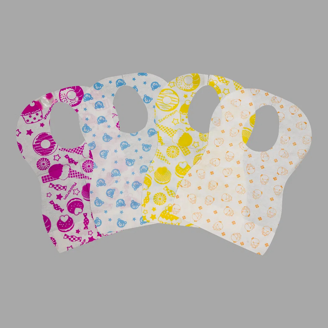 Disposable Paper Laminated PE Film Baby Bibs 5