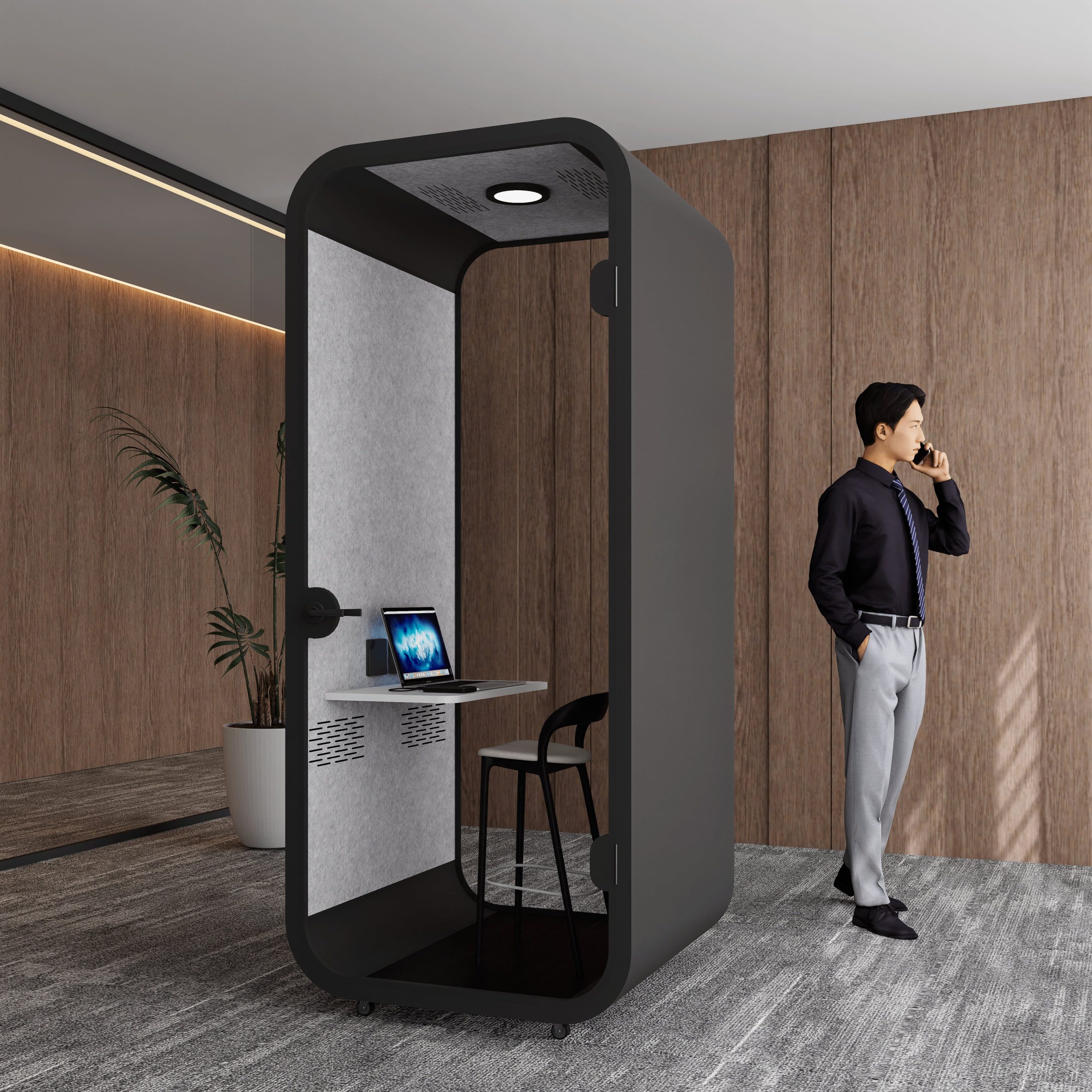 Kundenspezifische, hochwertige, schalldichte Einzel-Pod-Lösung im Arc-Design