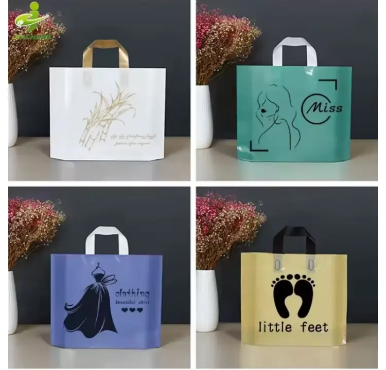 Wholesale Custom Poly Bag Loop Handles LDPE/HDPE Tote Shopping Plastic Bagr | Tianhai