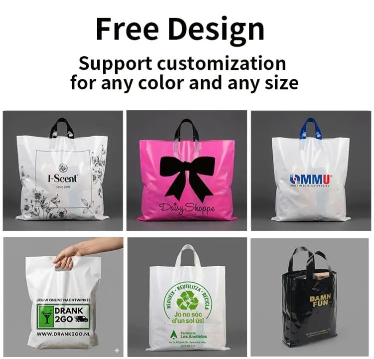 Wholesale Custom Poly Bag Loop Handles LDPE/HDPE Tote Shopping Plastic Bagr | Tianhai