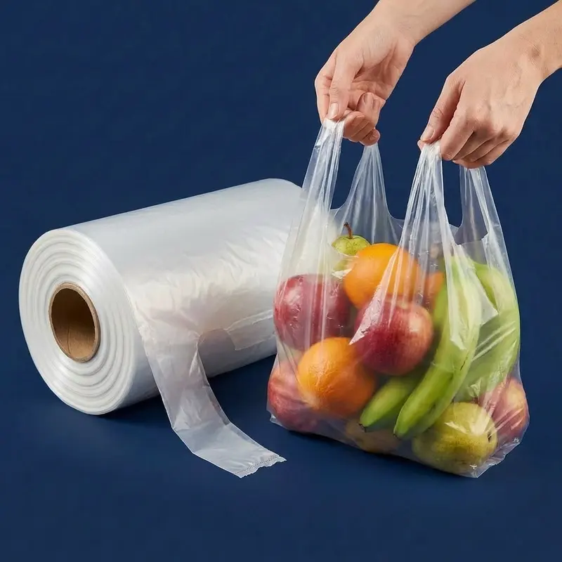 Premium Rolling Vest Bags | High Quality PE, Easy Peel Food-Safe Grocery Tote Bags丨Tianhai