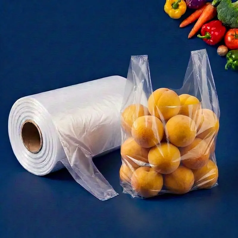 Premium Rolling Vest Bags | High Quality PE, Easy Peel Food-Safe Grocery Tote Bags丨Tianhai