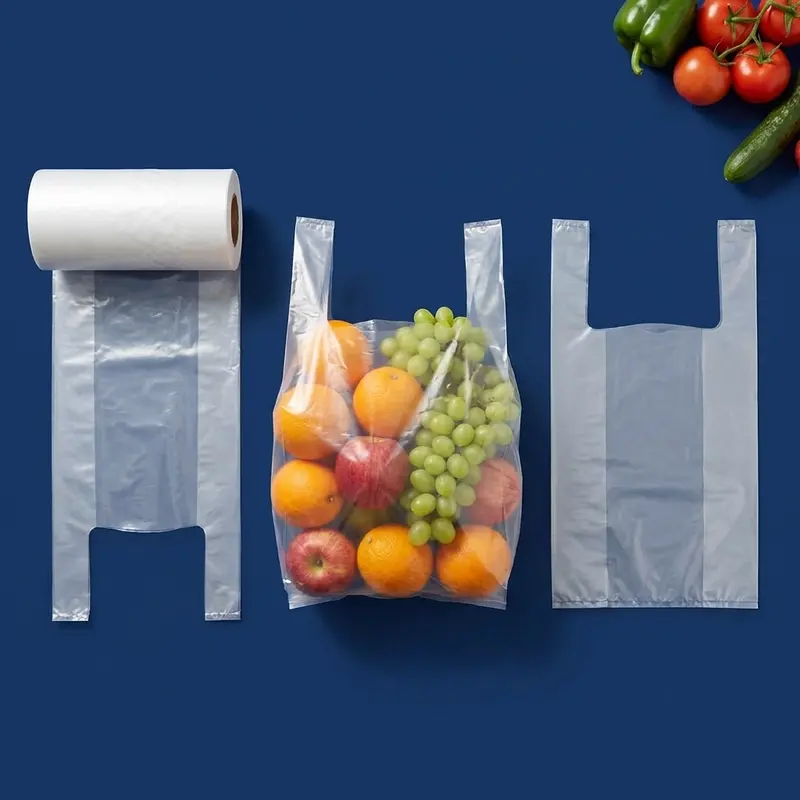 Premium Rolling Vest Bags | High Quality PE, Easy Peel Food-Safe Grocery Tote Bags丨Tianhai
