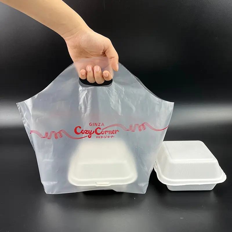 Wholesale Transparent Wavy Edge Plastic Hand Bags Clear Portable Packaging Pouches