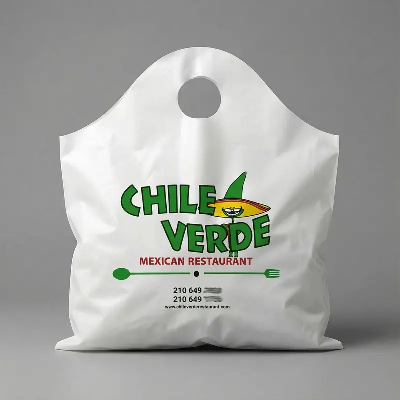Wholesale Eco-friendly Custom logo Restaurant Square Bottom Delivery Food Plastic Wave Handle Takeout Carrier Bags