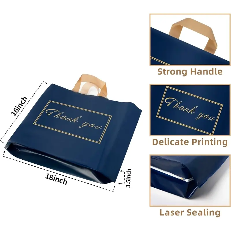 Custom Logo Heavy Duty Four-Finger Plastic Bag Thickened Die Cut Handle Shopping Packaging Bag