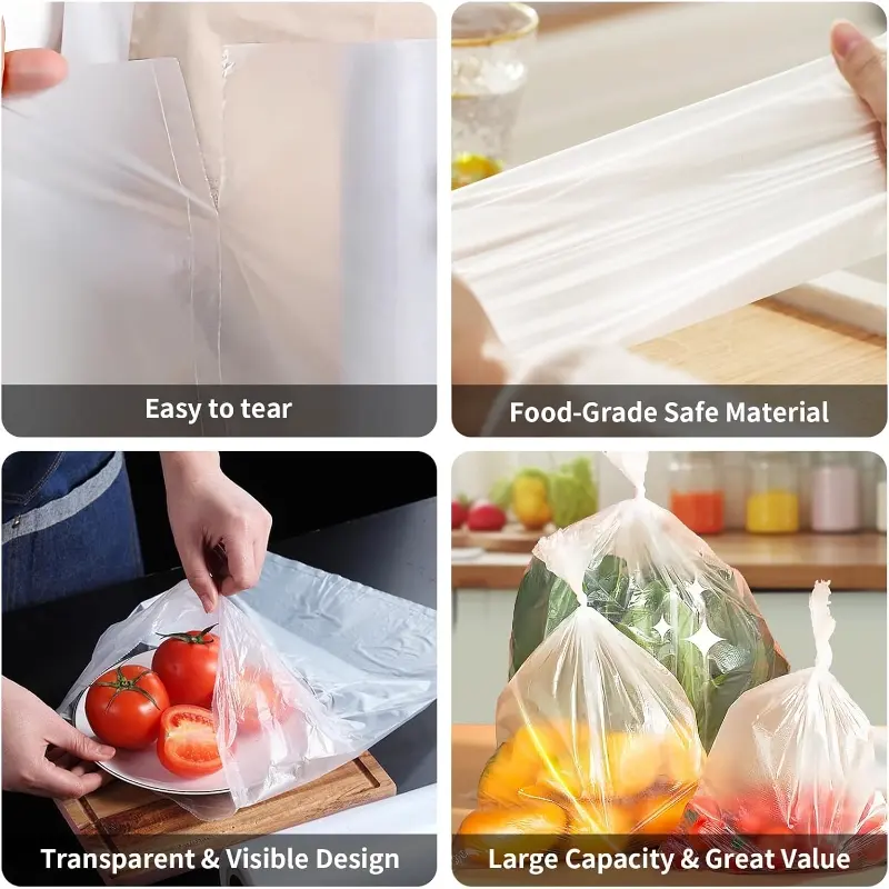 Food Grade Plastic Storage Roll Bags FDA Approved Kitchen Produce Bags