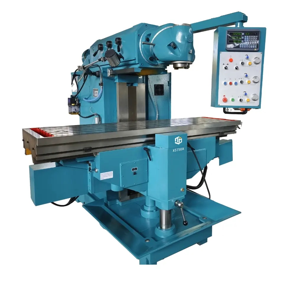 Specification X5750A Worktable Table size 500x2000mm Tslot sze(N×W×D) 5-18x80mm Table travel (X/Y/Z) 1400x700x500mm Swivel Table 360° Feed Table feed(X/Y/Z) Table rapid speed Feeding motor toque(X/Y/Z) Spindle Spindle taper ISO50 Distance between spindle nose and table surface 50-550mm Distance between spindle and am 45-745mm Spindle speed range (27steps)30-2050rpm Main motor power 7.5kw Machine weight Max loading capacity 1500kg N.w 5000kg Overall ize 3125×2860×2080mm