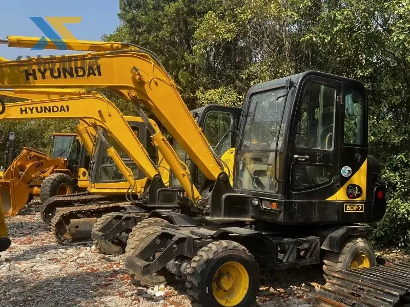 95% new low price hyundai 60w-7a wheel excavator