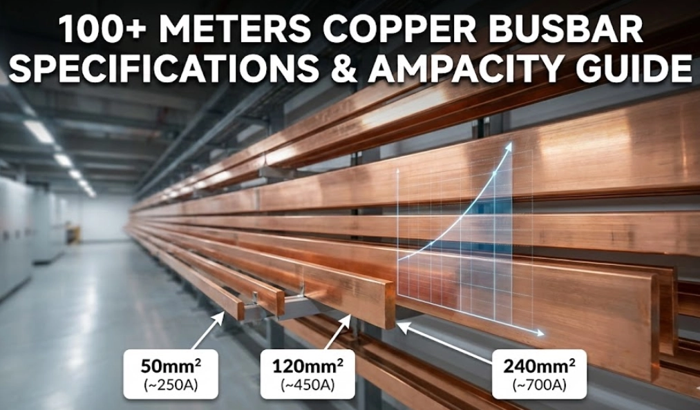 What are the specifications for 100+ meters of copper busbar?