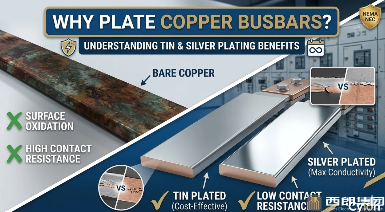 Why are copper busbars tinned or silver-plated?