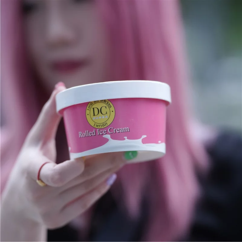 pink ice cream cup packaging