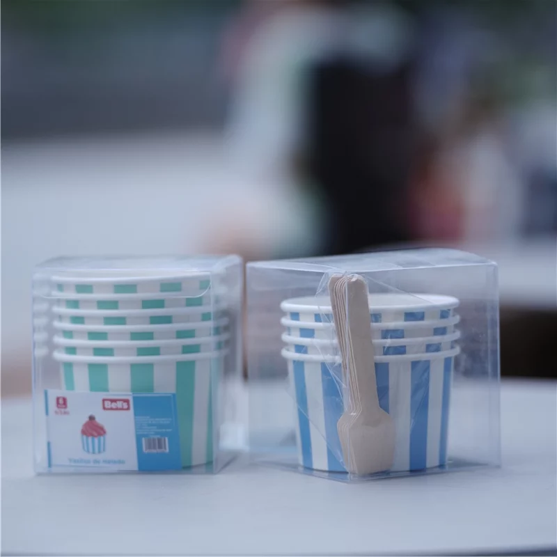 disposable ice cream paper cup with lid spoon