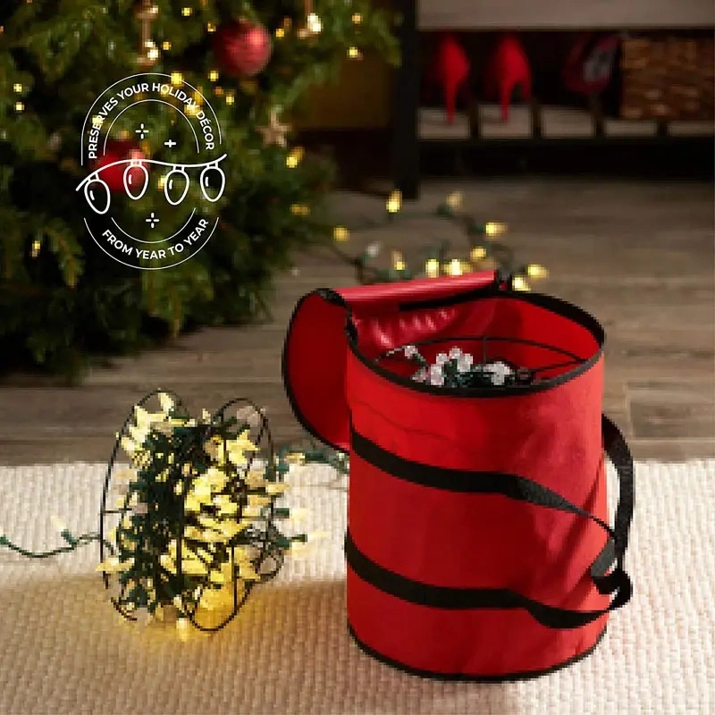 600D Oxford Fabric Zipper Carrying Bag for Holiday Tree Lights Decoration Storage Bags