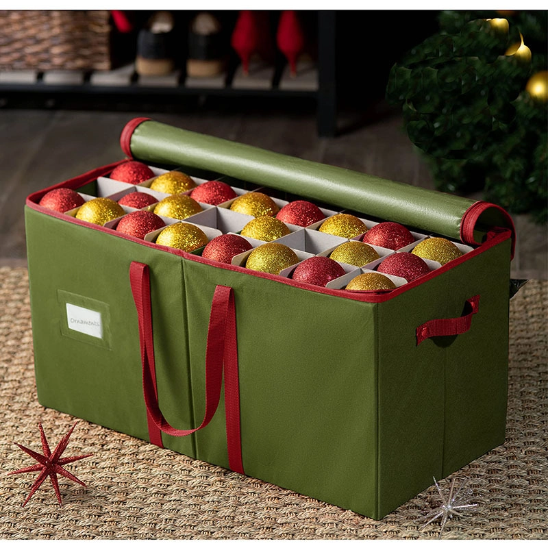 Dual Zipper Closure Large Christmas Organizer Storage Boxes Foldable Rectangular Design
