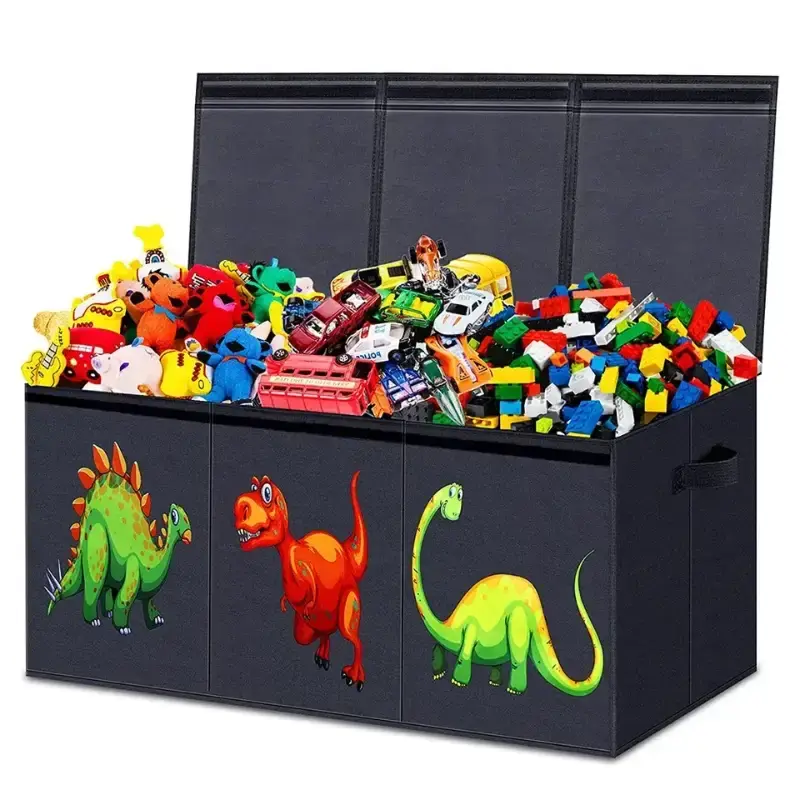 Foldable Fabric Kids Collapsible Toy Storage Box Flip-Top Lid Standing Type Closet Organizer