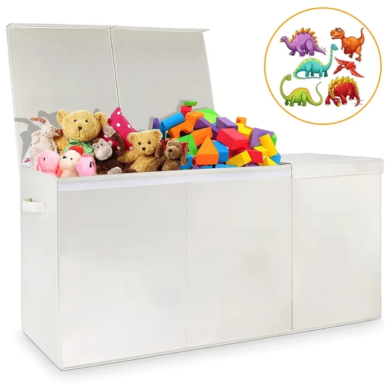 Foldable Fabric Kids Collapsible Toy Storage Box Flip-Top Lid Standing Type Closet Organizer