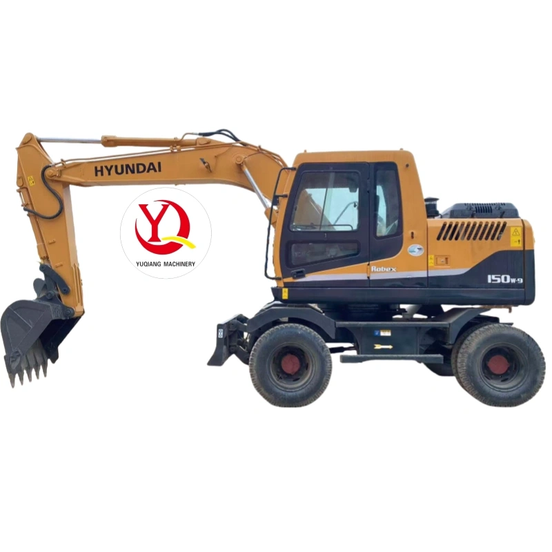 High Quality HYundai R150W-7 wheel Used Excavators 15 Ton Hydraulic Backhoe Digger