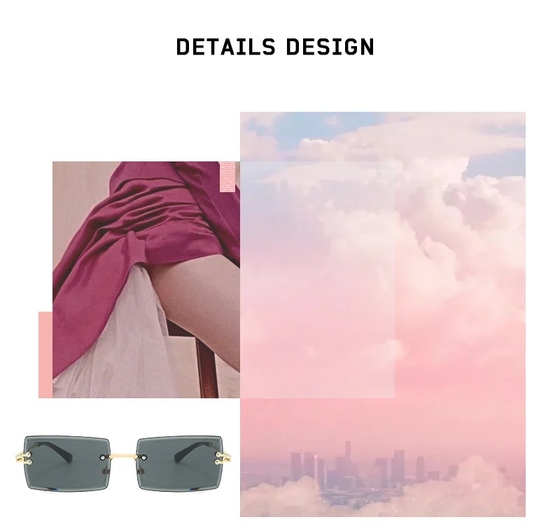 نظارات شمسية بدون إطار ومربعة القطع