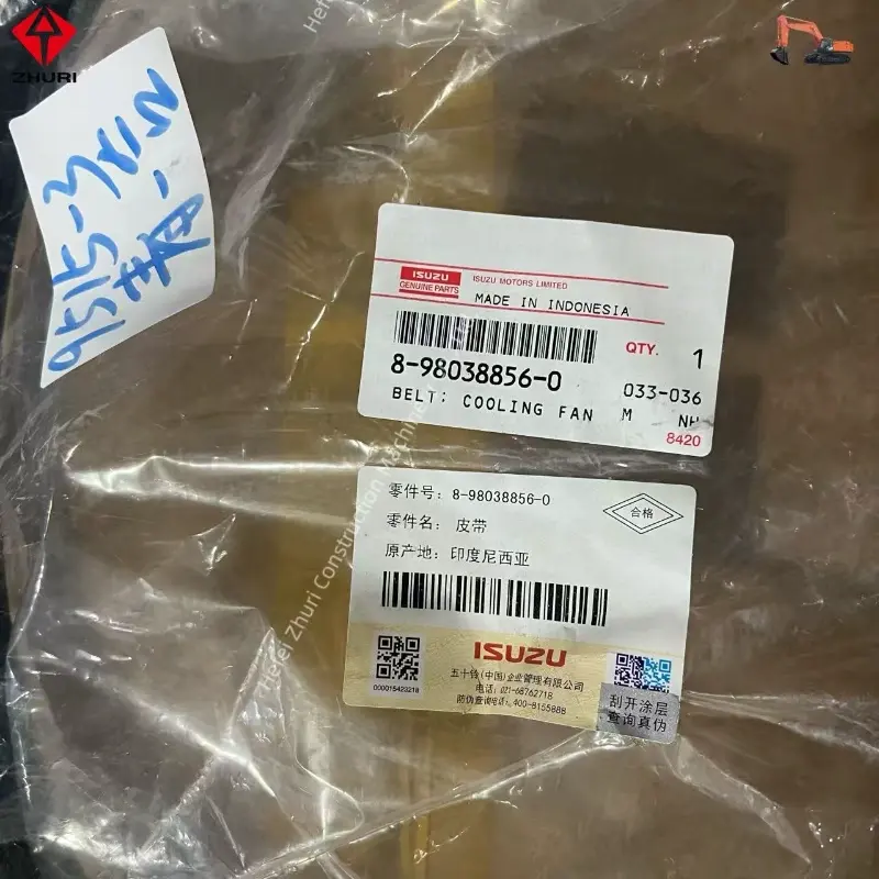 Genuine Excavator Engine Parts Cooling Fan Belt 8980388560 Suitable for ISUZU 4JJ1 XD.