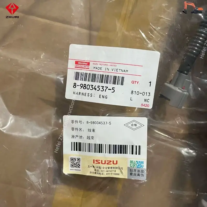 Genuine Excavator Engine Parts Wiring Harness 8980345375 For ISUZU 4jj1.