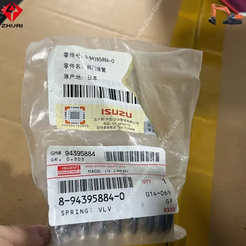 Genuine Excavator Parts Valve Spring 8943958840 For Isuzu ZX350 ZX360 FVR34 CX360-3H ZX330-3 SH370 JCB330 6HK1TC.