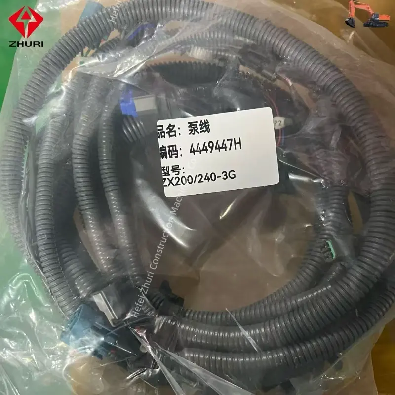 Genuine Excavator Sapre Parts Black Wiring Harness 4449447 4449447H For Hitachi ZX200-1 ZAXIS-1.