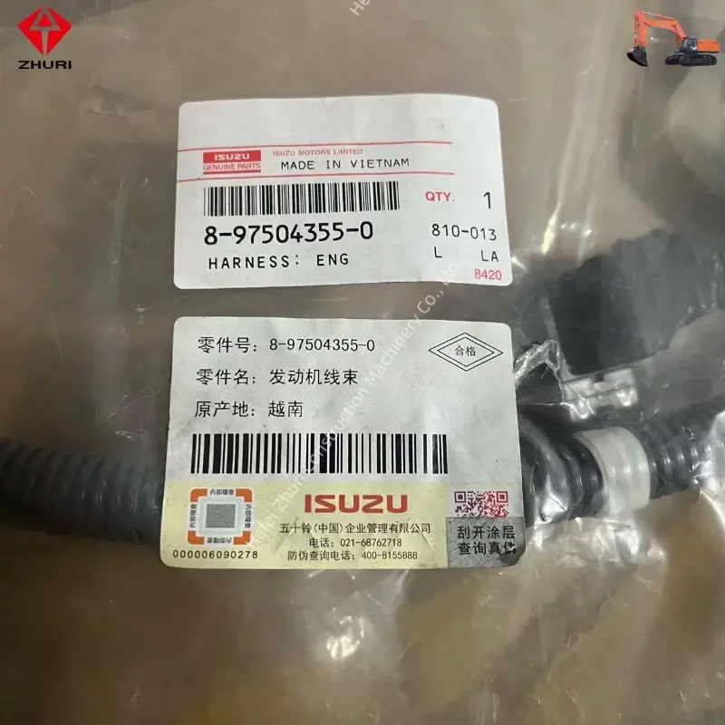 Original Excavator Engine Parts Wiring Harness 8975043550 For Hitachi 6HK1 ZAX240-5A.