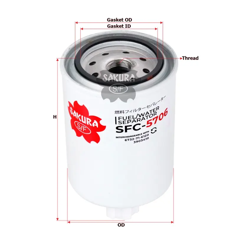 Sturdy OEM Grade Sakura FuelWater Separator SFC-5706 For Excavator Parts.