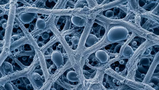 Estructura fibrosa microscópica del espesante de grasa de jabón de litio