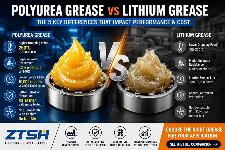 Polyurea Grease vs Lithium Grease: 5 Key Differences (2026 Comparison Guide)